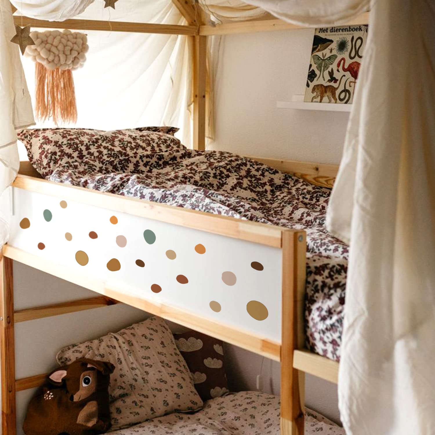 Boho Polka Dot Wall Decals 42 Pcs, Boho Wall Decal Wall Sticker For Girls Room Living Room Playroom Nursery, Removable Wall Deca